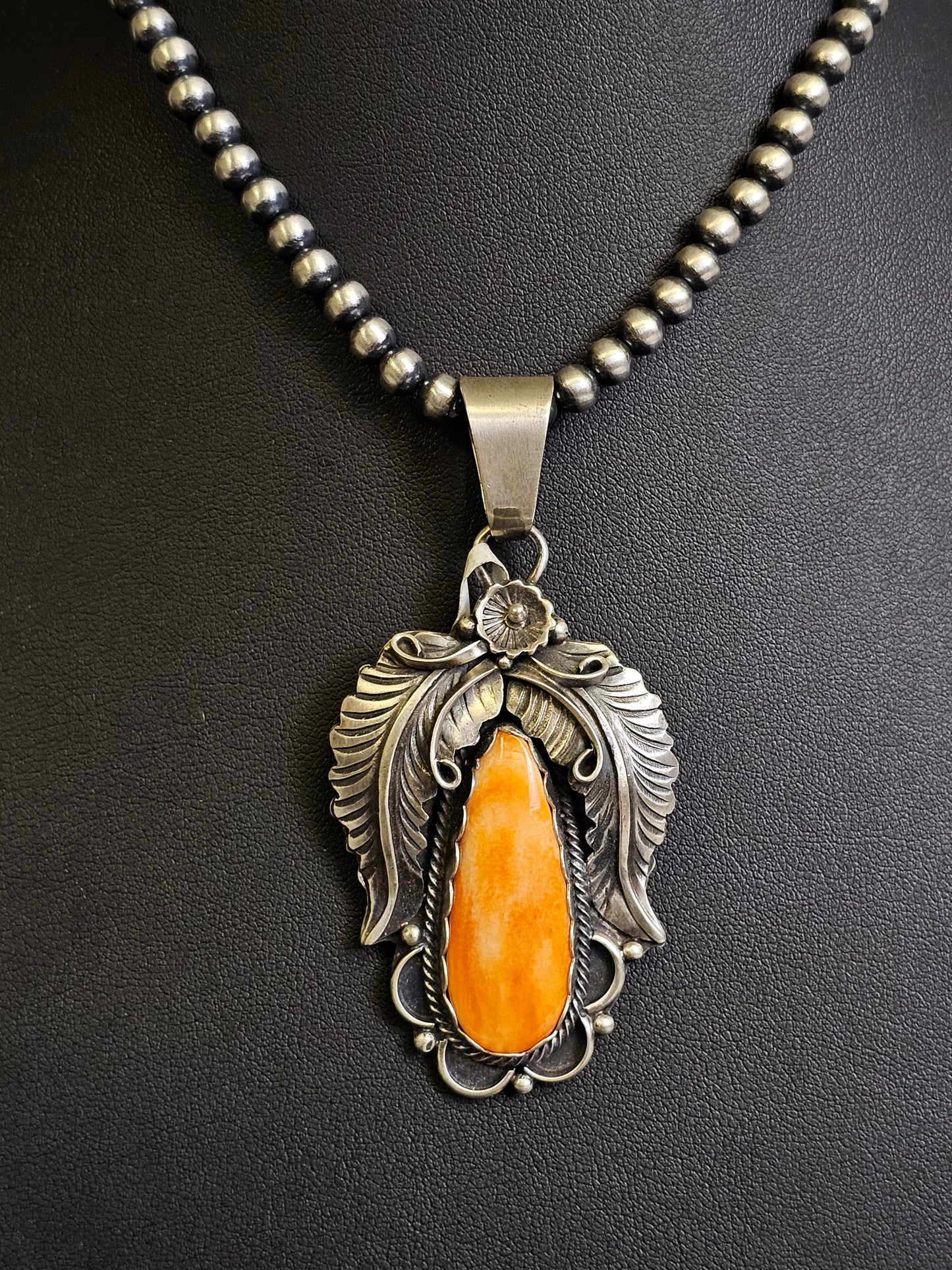 Lydia Begay Handmade Navajo Spiny Oyster Feather Pendant