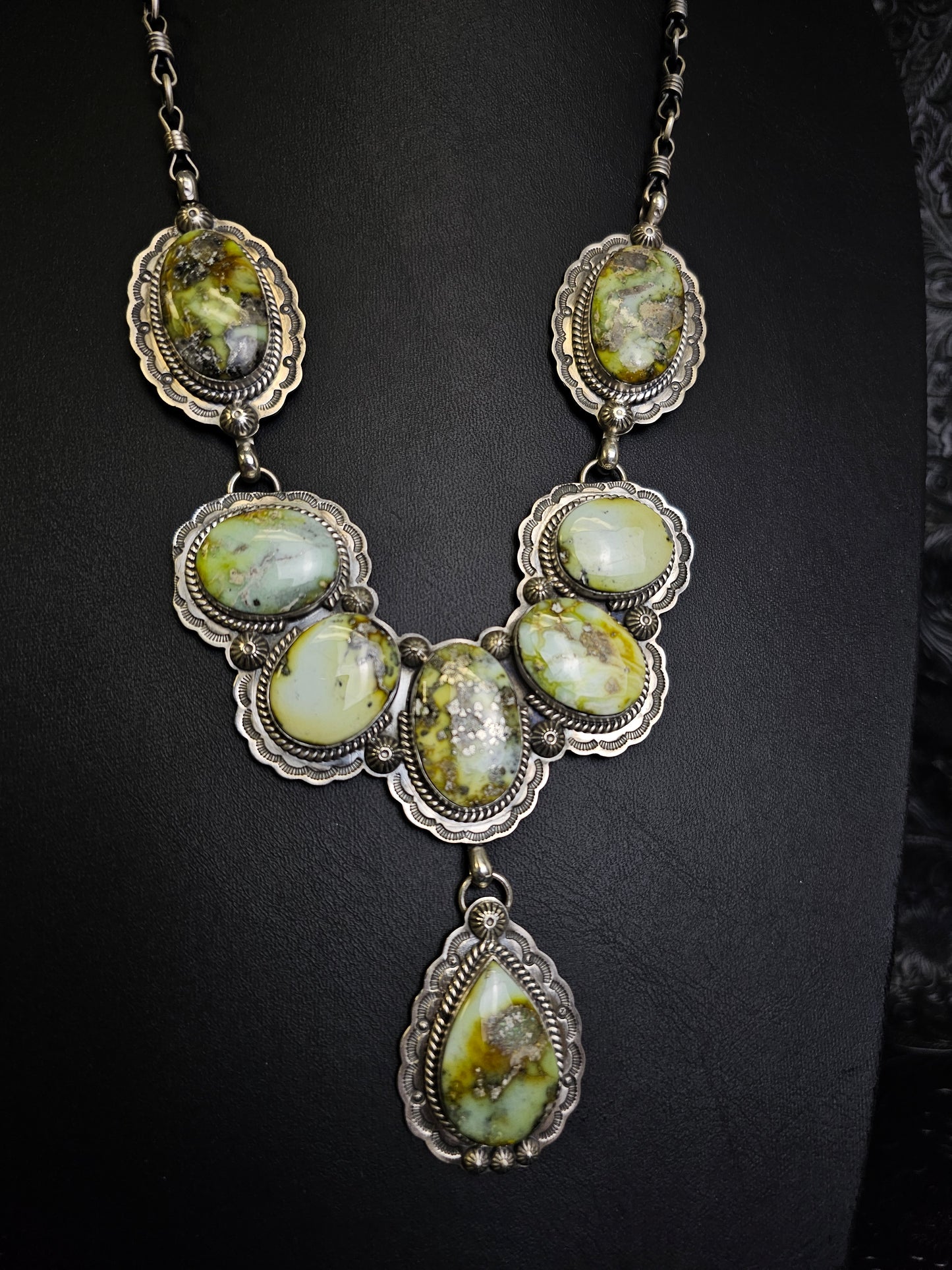 Gilbert Platero Palomino Statement Lariat Necklace Navajo Handmade