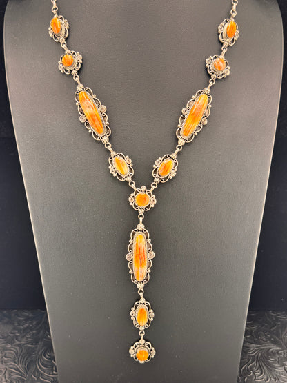 Running Bear Orange Spiny Lariat-Style Necklace