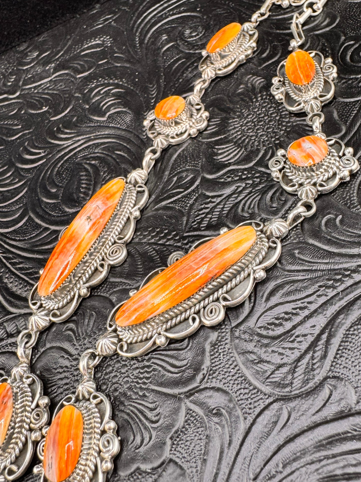 Running Bear Orange Spiny Lariat-Style Necklace