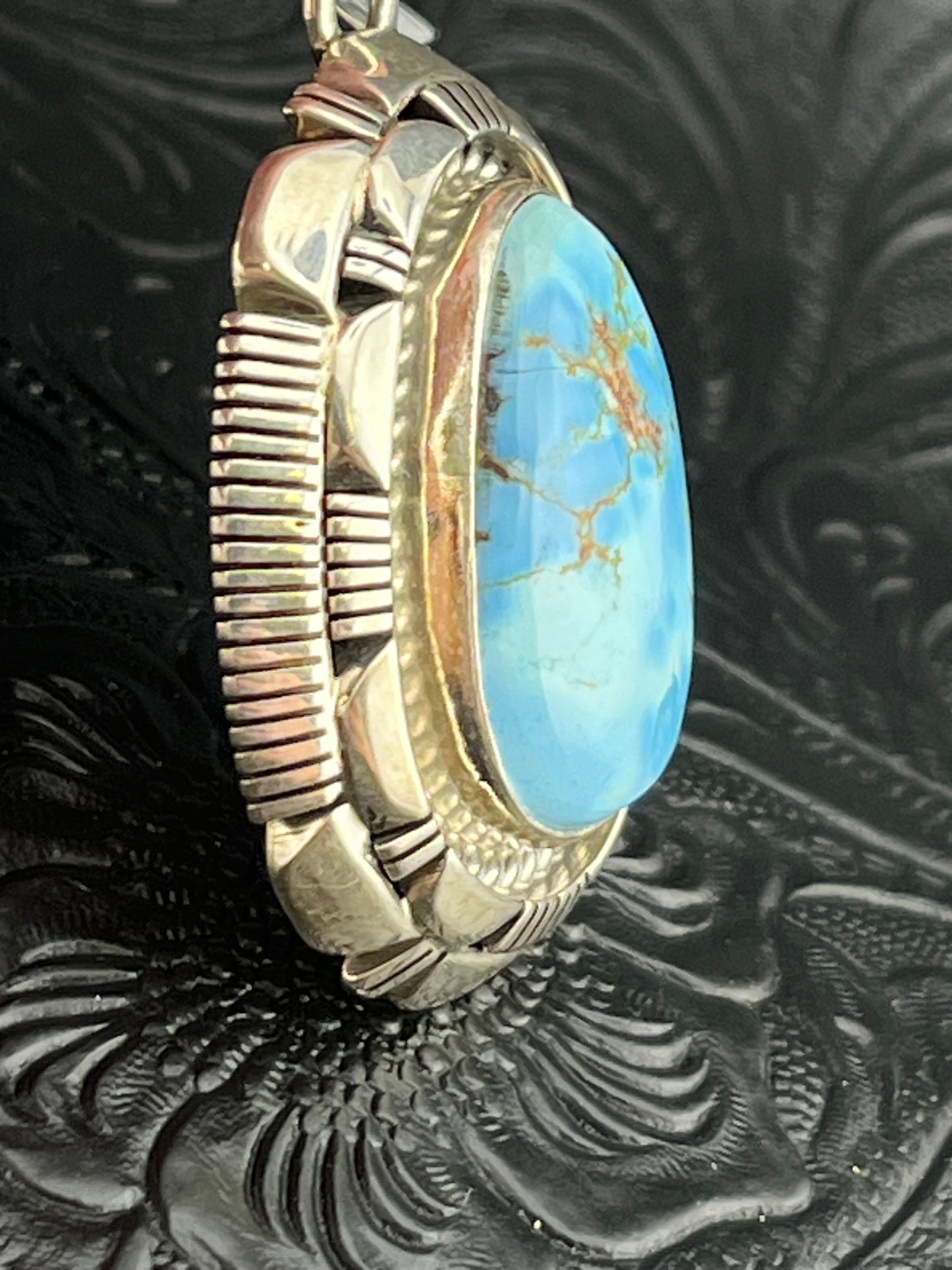 Larry Yazzie Golden Hills Turquoise Handmade Navajo Pendant