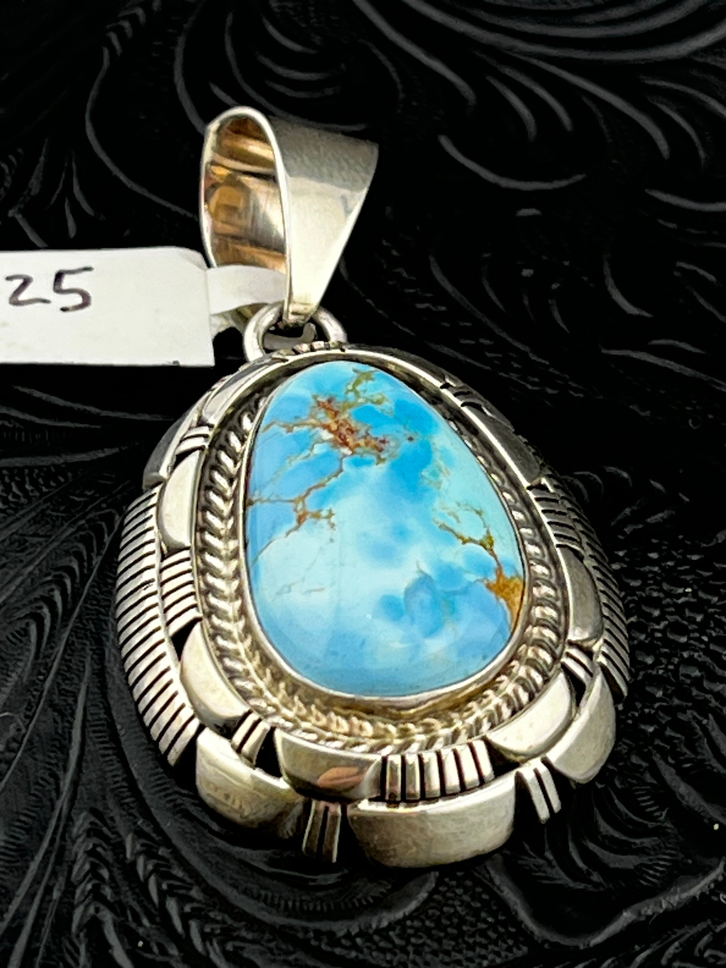 Larry Yazzie Golden Hills Turquoise Handmade Navajo Pendant