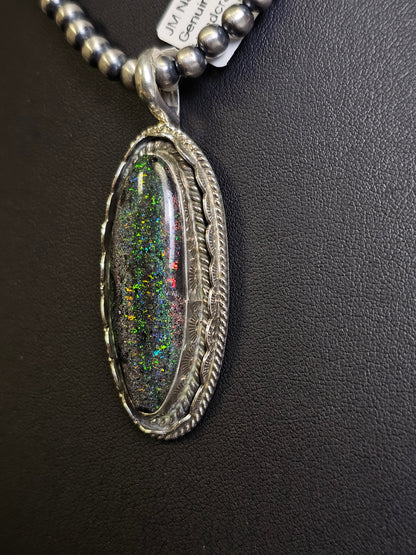Jakaiya M. Handmade Navajo Andamooka Opal Pendant