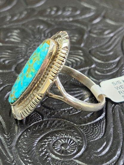 Ty Francisco Kingman Web Turquoise Handmade Navajo Ring Size 9.25