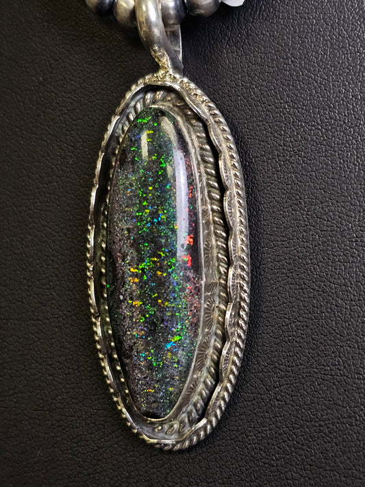 Jakaiya M. Handmade Navajo Andamooka Opal Pendant