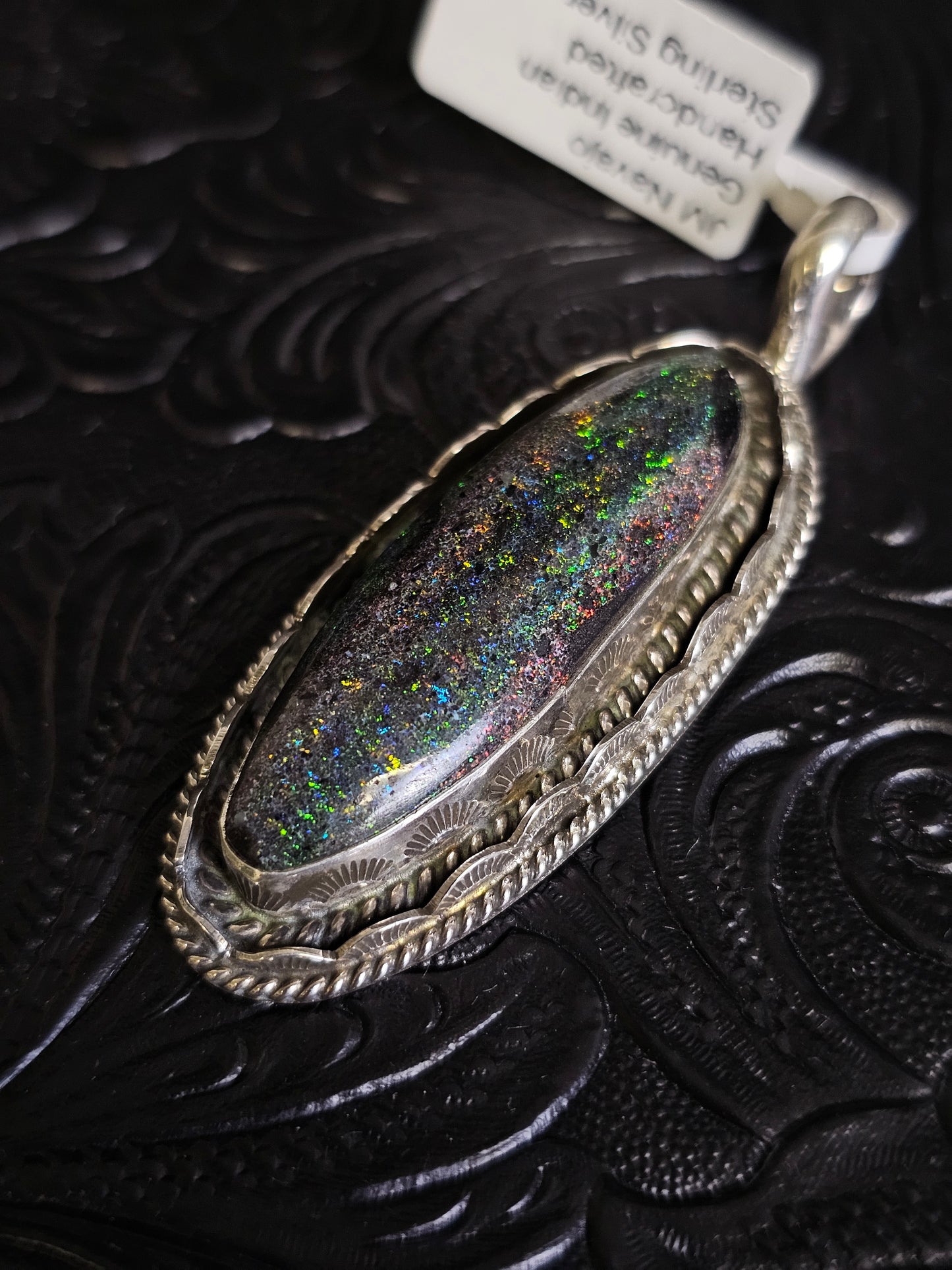 Jakaiya M. Handmade Navajo Andamooka Opal Pendant