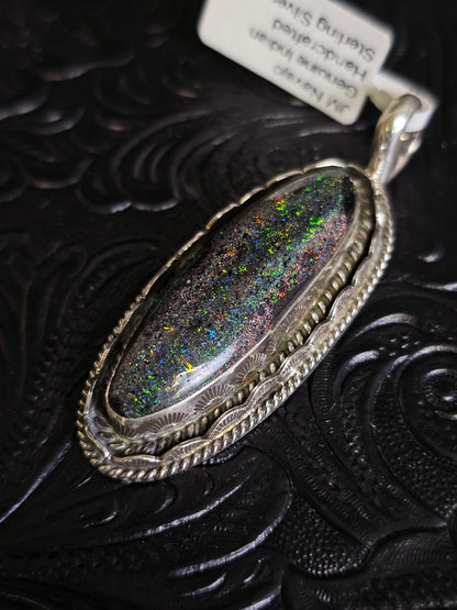 Jakaiya M. Handmade Navajo Andamooka Opal Pendant