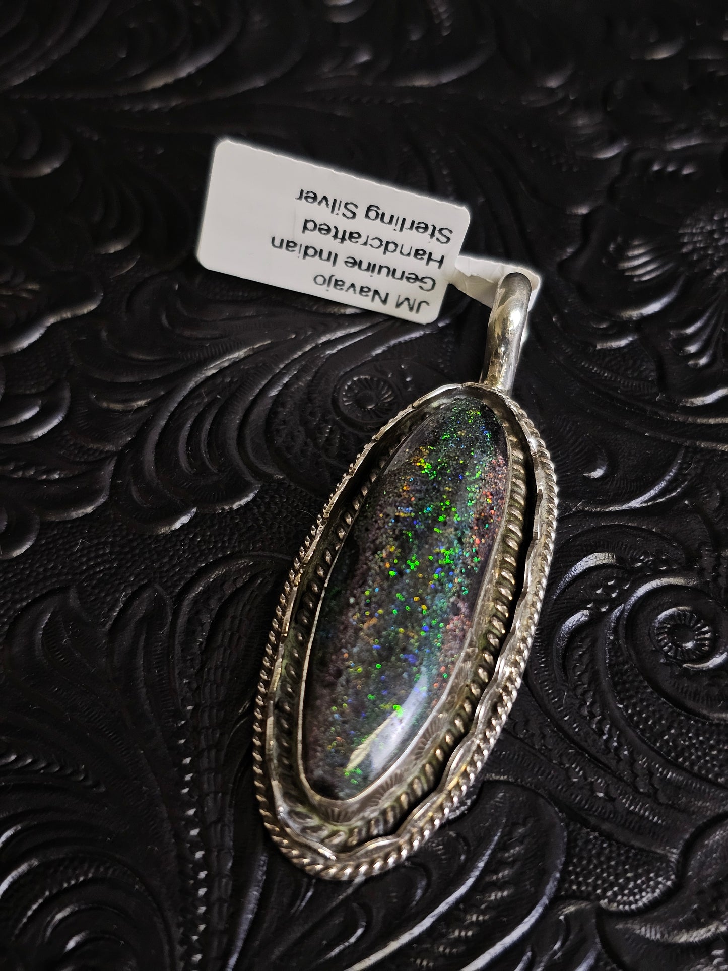 Jakaiya M. Handmade Navajo Andamooka Opal Pendant