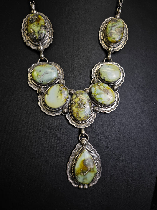 Gilbert Platero Palomino Statement Lariat Necklace Navajo Handmade