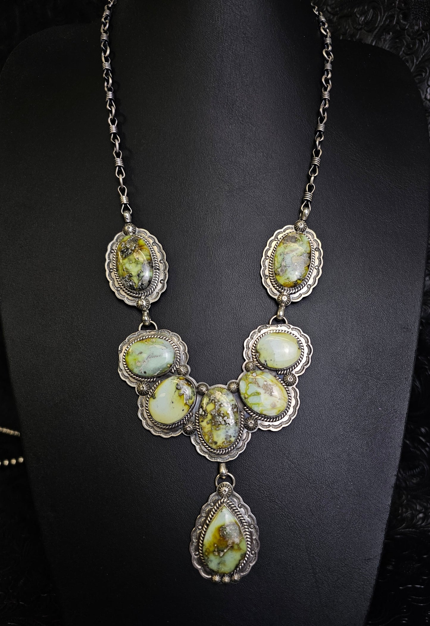 Gilbert Platero Palomino Statement Lariat Necklace Navajo Handmade