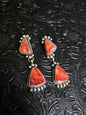 Debra Smith Red Spiny Oyster Handmade Navajo Earrings