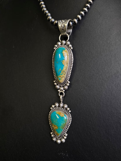 Tom Lewis Royston Turquoise Lariat Necklace Navajo Handmade