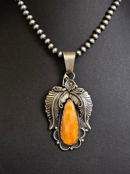 Lydia Begay Handmade Navajo Spiny Oyster Feather Pendant