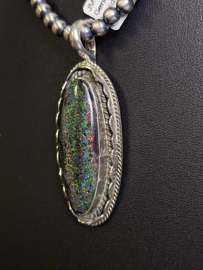 Jakaiya M. Handmade Navajo Andamooka Opal Pendant