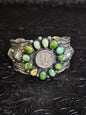 Tillie John Navajo Handmade Mercury Dime Sonoran Gold Cluster Cuff Bracelet