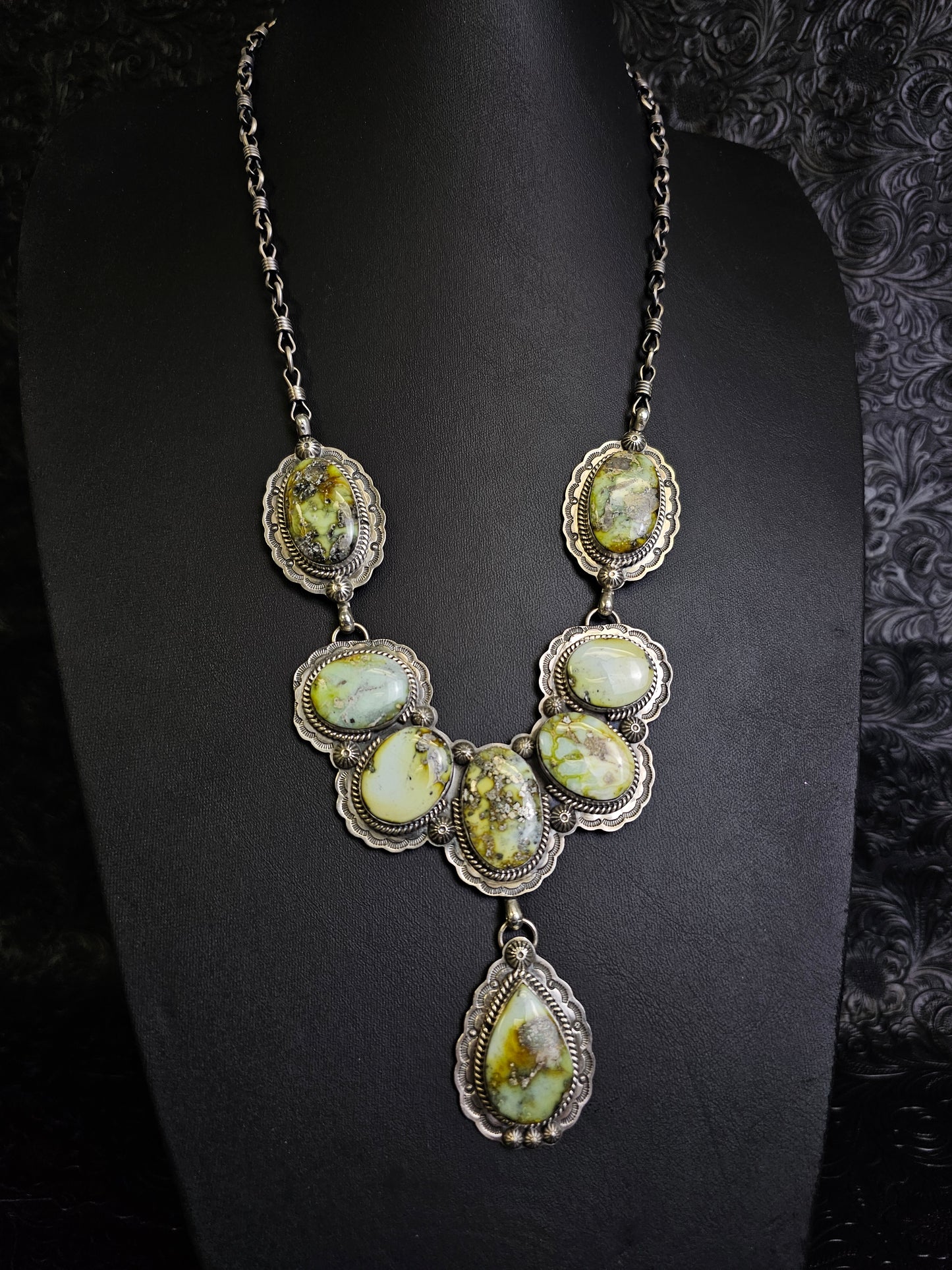 Gilbert Platero Palomino Statement Lariat Necklace Navajo Handmade
