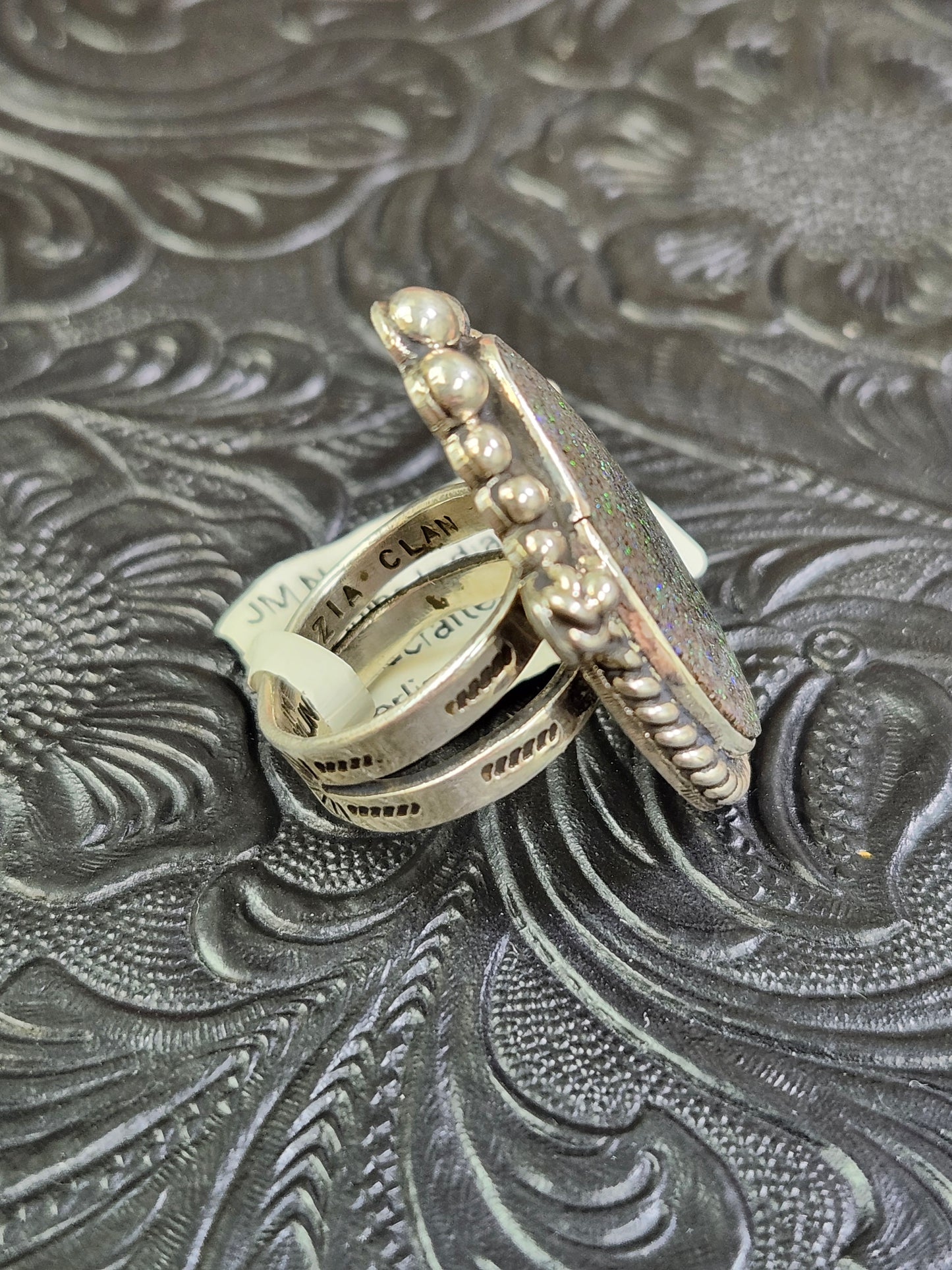 Jakaiya M. Andamooka Opal Handmade Navajo Ring Size 5
