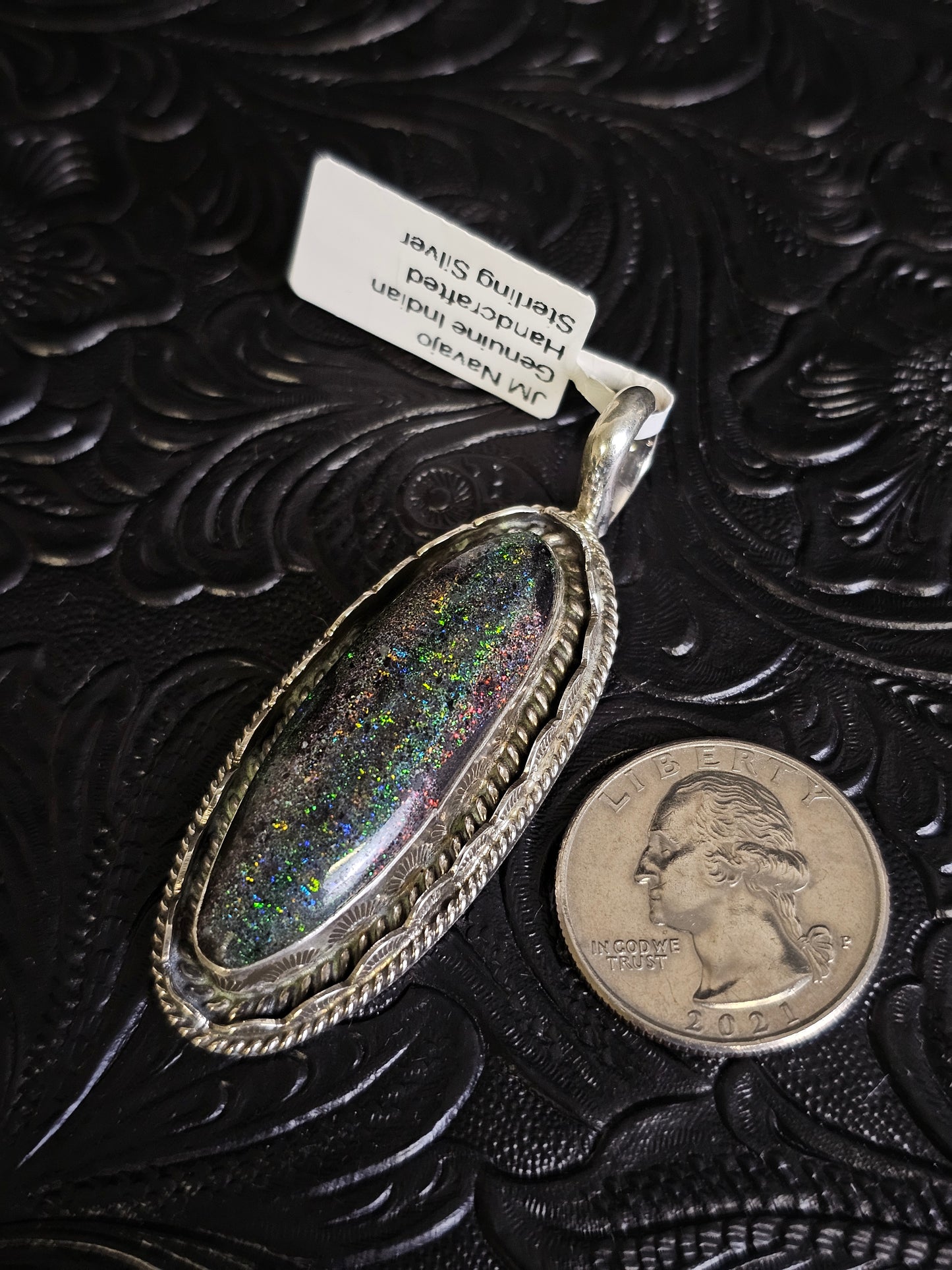 Jakaiya M. Handmade Navajo Andamooka Opal Pendant