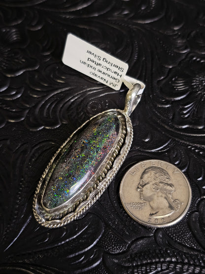 Jakaiya M. Handmade Navajo Andamooka Opal Pendant