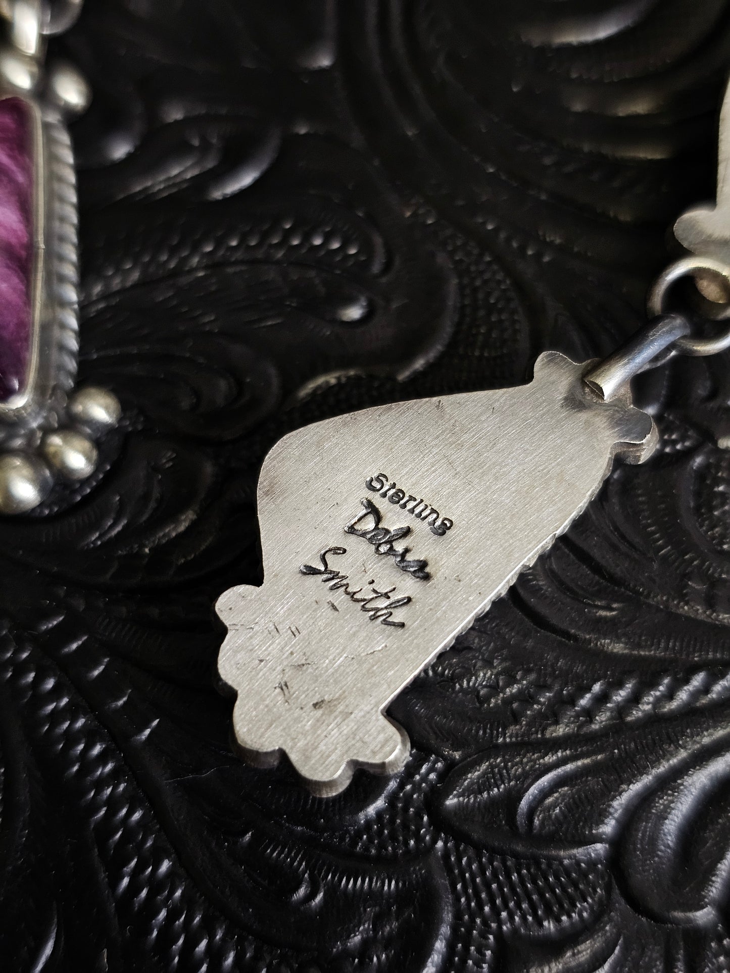 Debra Smith Purple Spiny Oyster Handmade Navajo Earrings