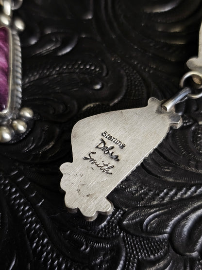 Debra Smith Purple Spiny Oyster Handmade Navajo Earrings