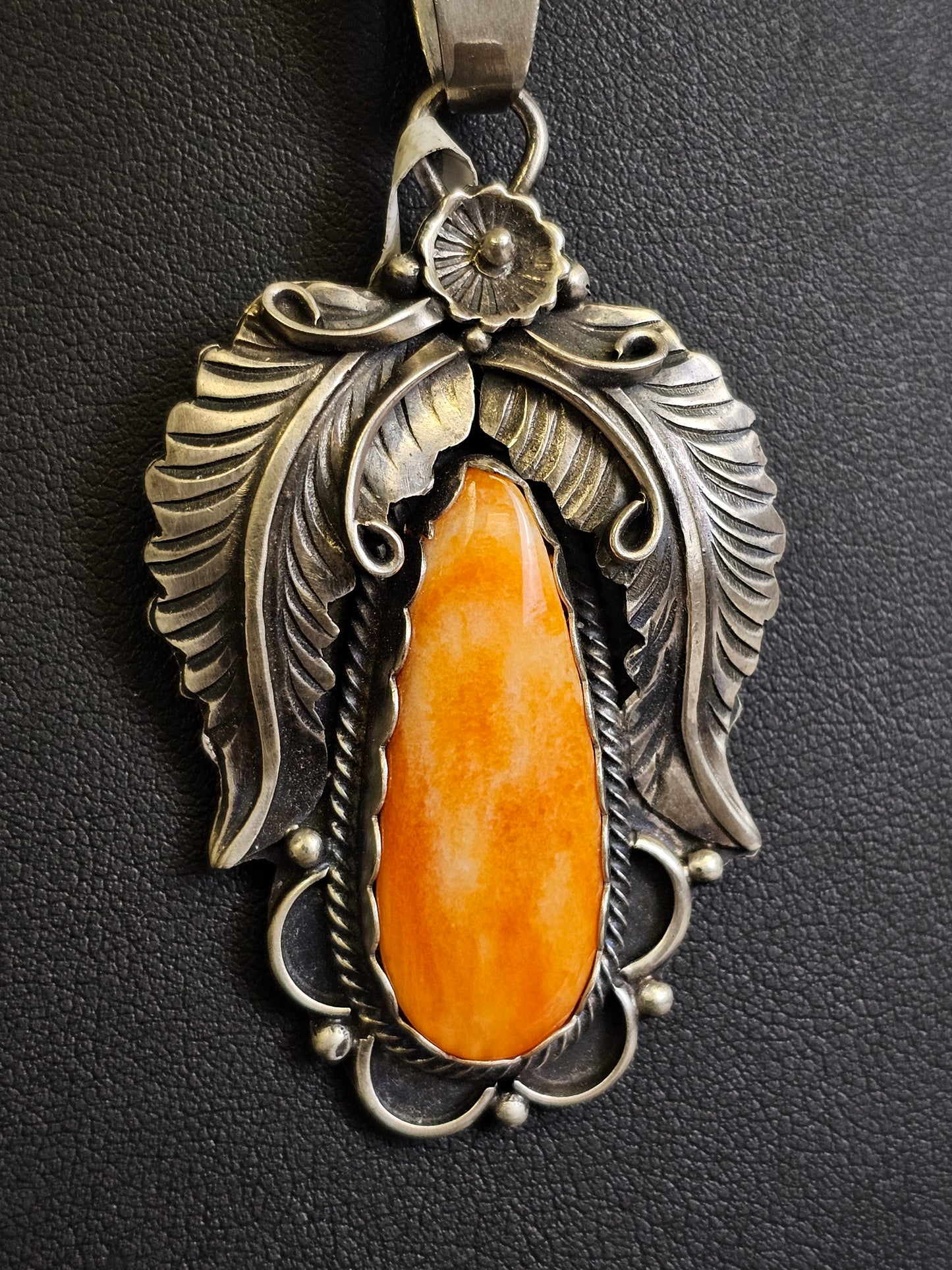 Lydia Begay Handmade Navajo Spiny Oyster Feather Pendant