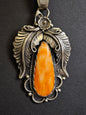 Lydia Begay Handmade Navajo Spiny Oyster Feather Pendant