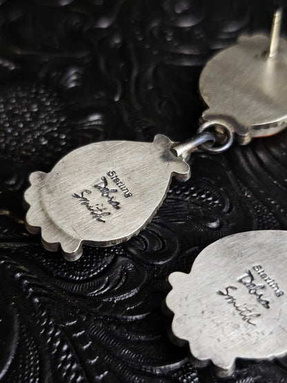Debra Smith Orange Spiny Oyster Handmade Navajo Earrings