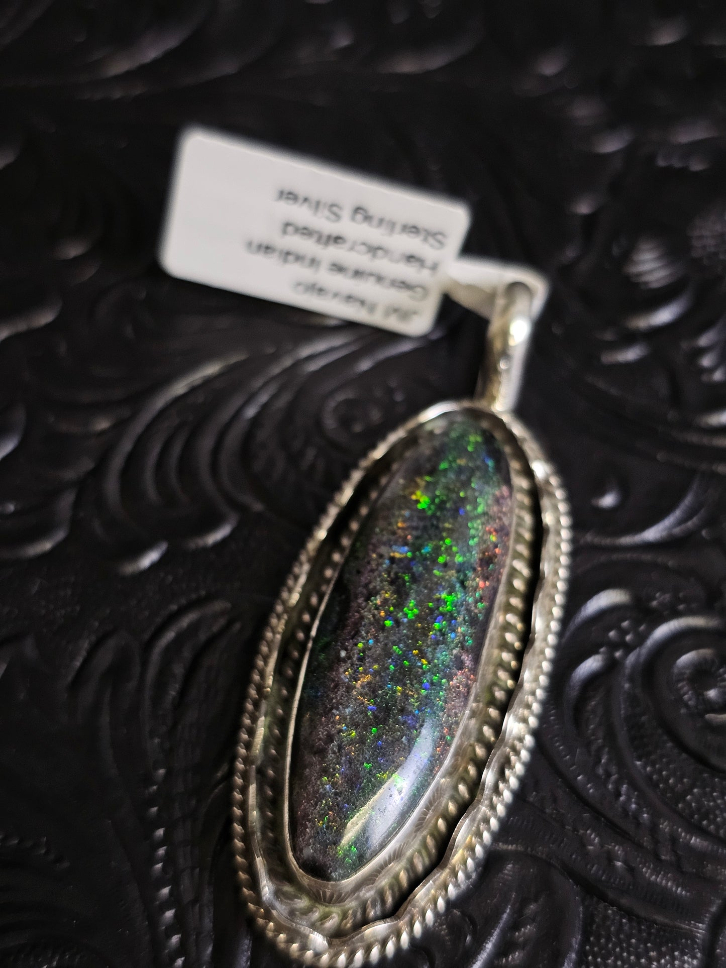 Jakaiya M. Handmade Navajo Andamooka Opal Pendant