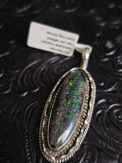 Jakaiya M. Handmade Navajo Andamooka Opal Pendant