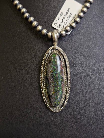Jakaiya M. Handmade Navajo Andamooka Opal Pendant
