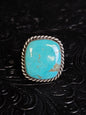 Donovan Skeets Kingman Turquoise Handmade Navajo Square Ring Adjustable