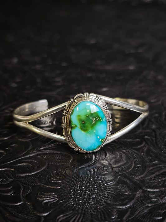 Norvin Johnson Sonoran Gold Turquoise Cuff Bracelet Navajo Handmade