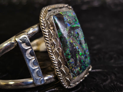 Jakaiya M. Navajo Handmade Andamooka Opal Cuff Bracelet