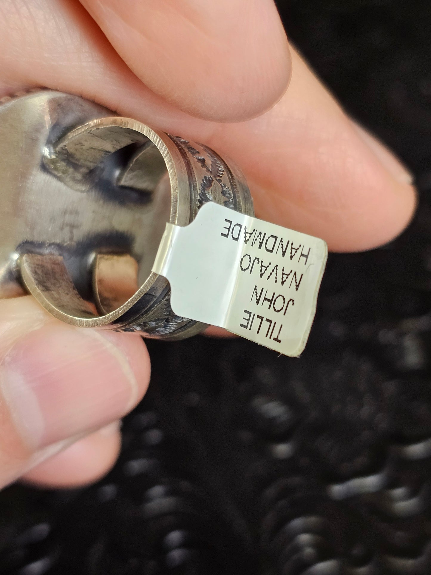 Tillie John Navajo Handmade Blackjack Turquoise Size 9 Ring