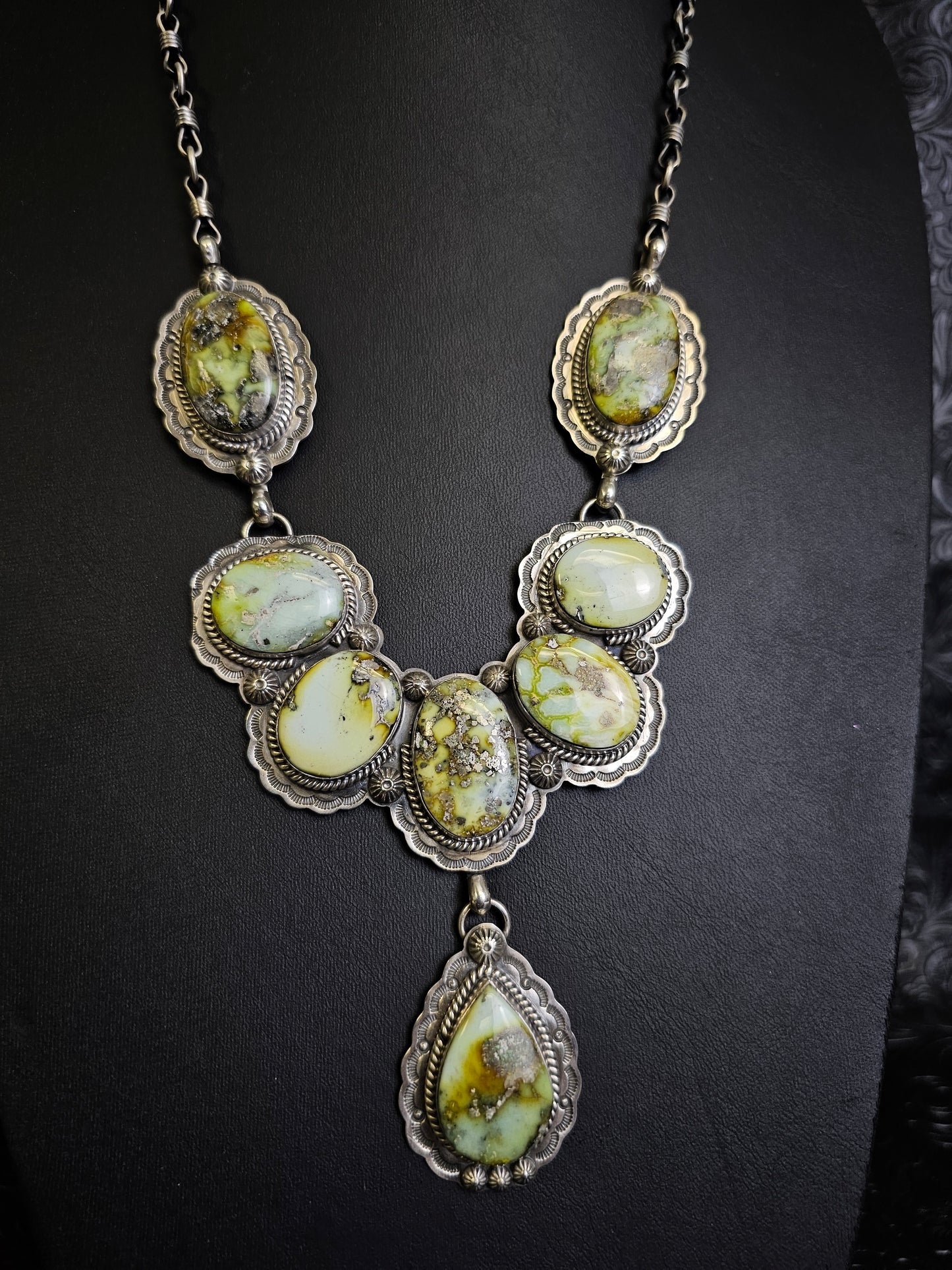 Gilbert Platero Palomino Statement Lariat Necklace Navajo Handmade