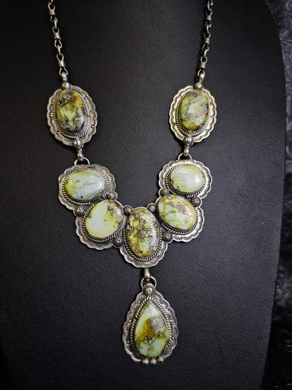 Gilbert Platero Palomino Statement Lariat Necklace Navajo Handmade
