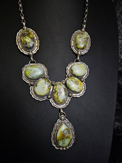Gilbert Platero Palomino Statement Lariat Necklace Navajo Handmade