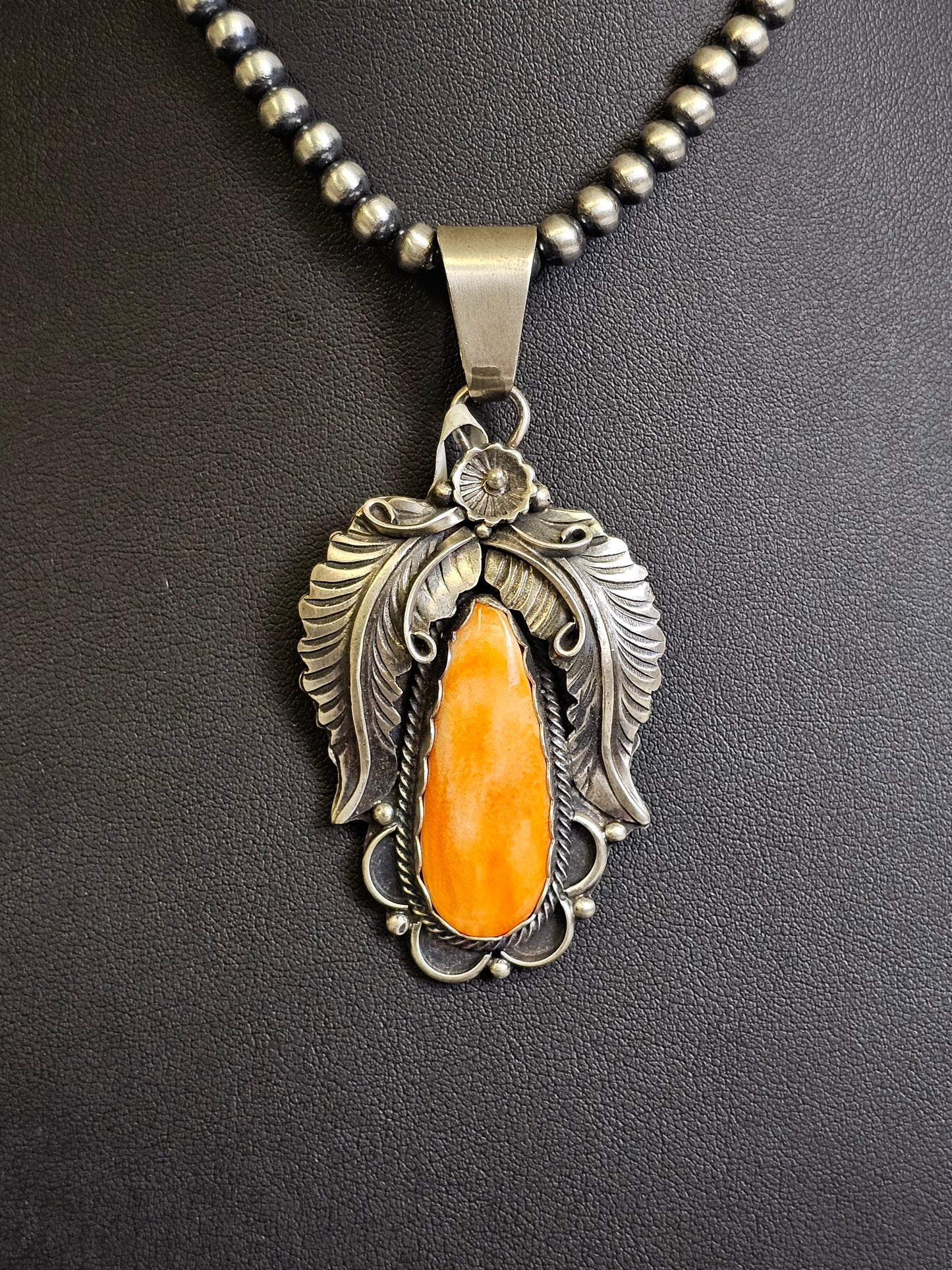 Lydia Begay Handmade Navajo Spiny Oyster Feather Pendant